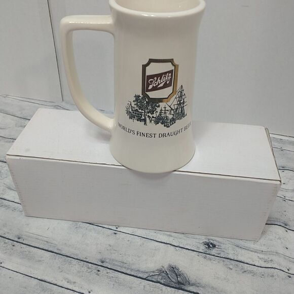 VINTAGE CERAMIC SCHLITZ BEER STEIN MUG WITH LARGE HANDLE - Picture 4 of 5